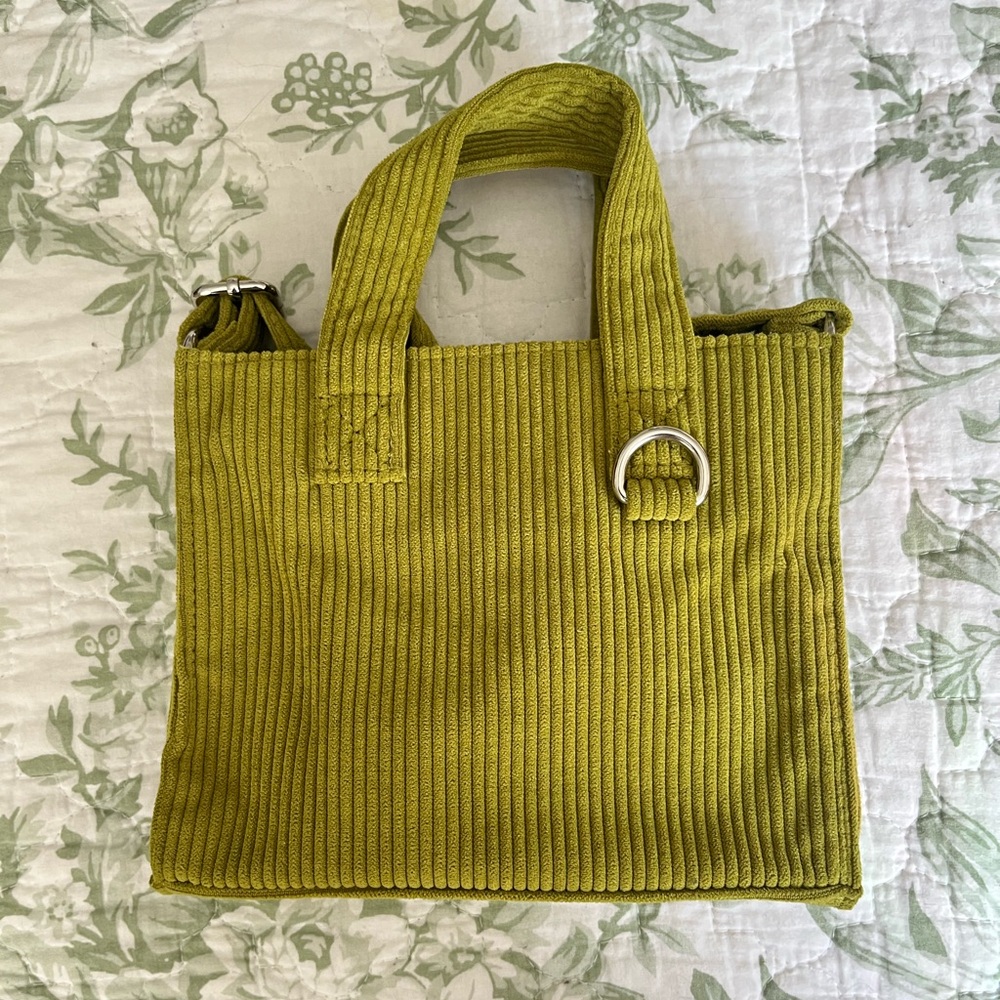 Mini Green Corduroy Tote Bag